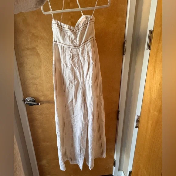 Shona Joy Linen Jumpsuit - white/tan - Size 4 (USA) - Picture 8 of 8